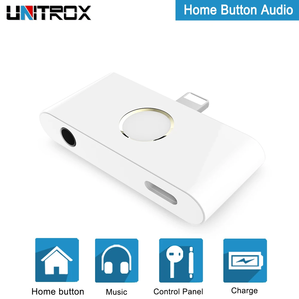 

Adapter For Lightning to Audio Home Key Charging Port With 3.5 mm Headphone Aux Jack converter For iPhone X/XS/XR/8/6S/7P/8P/7