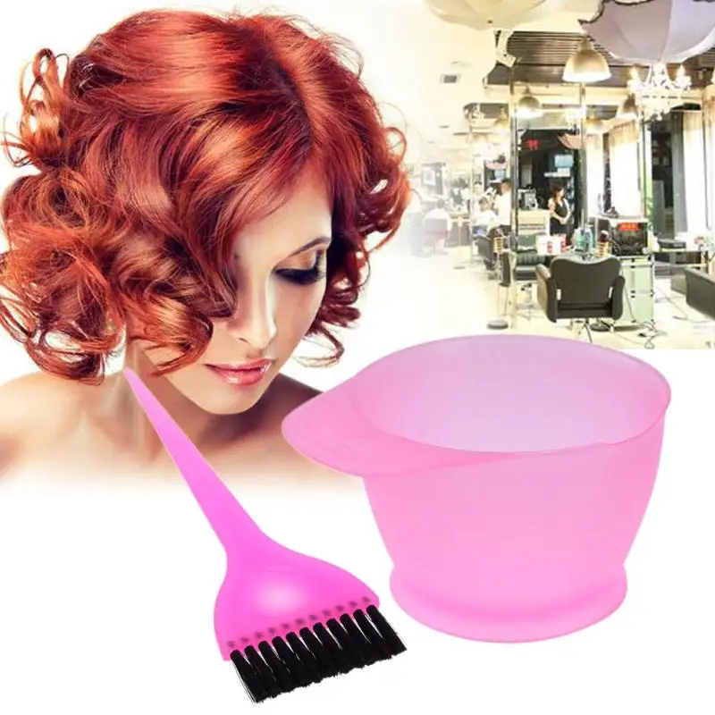 

2pcs/Set Plastic Hair Dye Colouring Brush Comb Bowl Hairdressing Styling Tools Hair Dyeing Kit Hair Color Mixing Bowls Hairdress