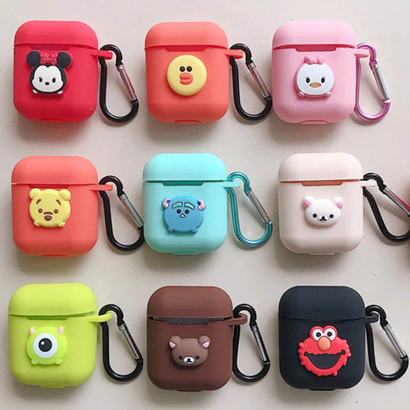 

Bluetooth Earphone Case for Airpods Accessories Protective Cover Bag Anti-lost Strap for airpods 2 Cute Cartoon DIY Silicone
