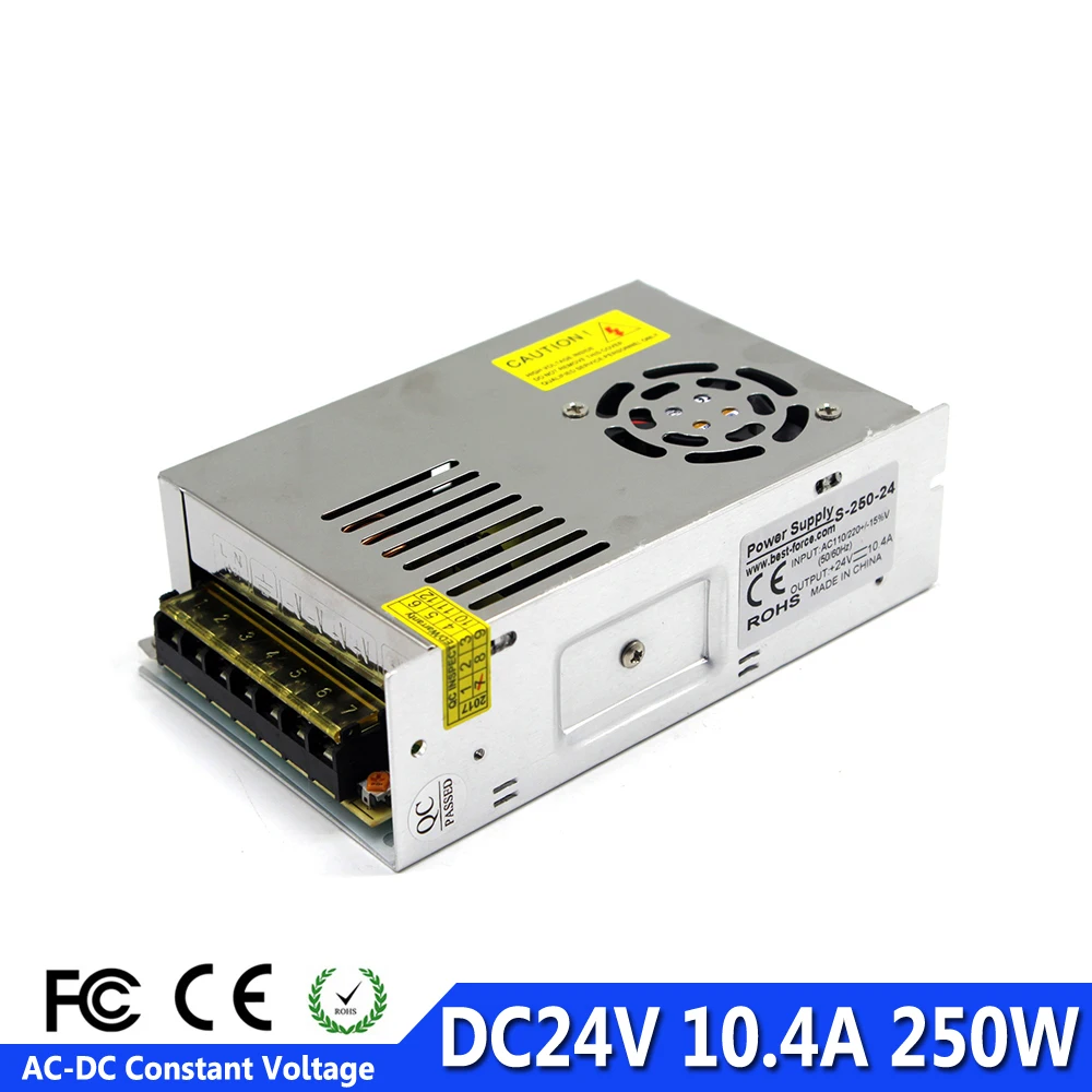 Лучшее качество 24V 10.4A 250W Драйвер импульсного источника питания AC 100 240V вход в DC24V