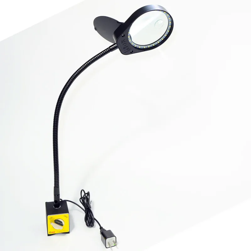 Desktop Magnifying Double Lens 3X 10X LED Magnifier Flexable Metal Hose