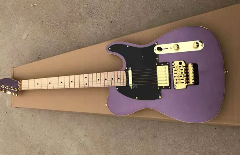 Электрическая гитара Purple vibrato Черная защитная пластина золотая фурнитура