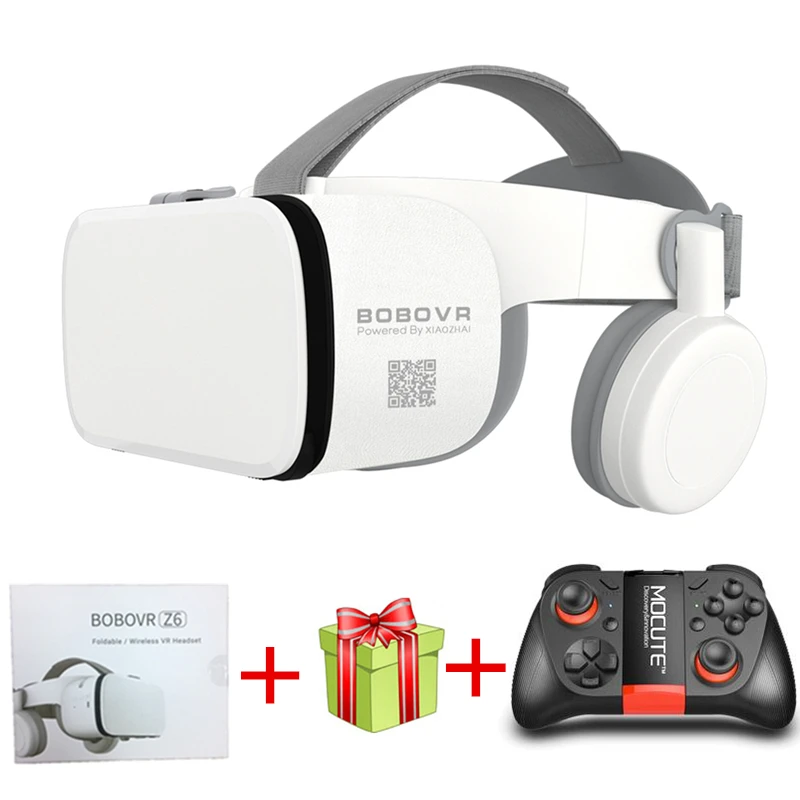 Новейшие Bobo vr Z6 VR очки беспроводные Bluetooth VR очки Android IOS Удаленная реальность VR 3D картонные очки 4,7-6,2 дюймов - Цвет: Bundle 4