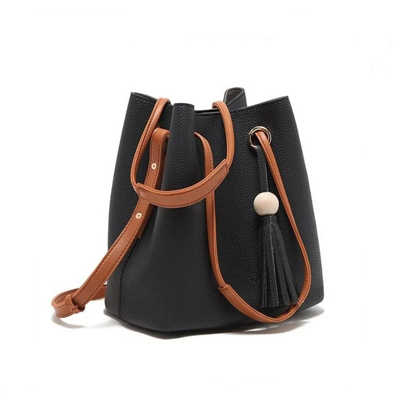 Bolish الأزياء عارضة شرابة المرأة حقيبة الليتشي بو الجلود النساء أعلى مقبض حقيبة حقيبة كتف مفردة النساء Crossbody حقيبة