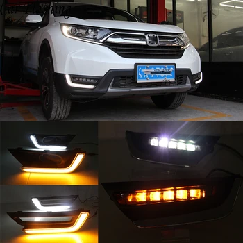 

Car Flashing 2Pcs DRL 12V LED Daytime Running Light For Honda CRV CR-V 2017 2018 With Turn Yellow Signal Style Relay Waterproof