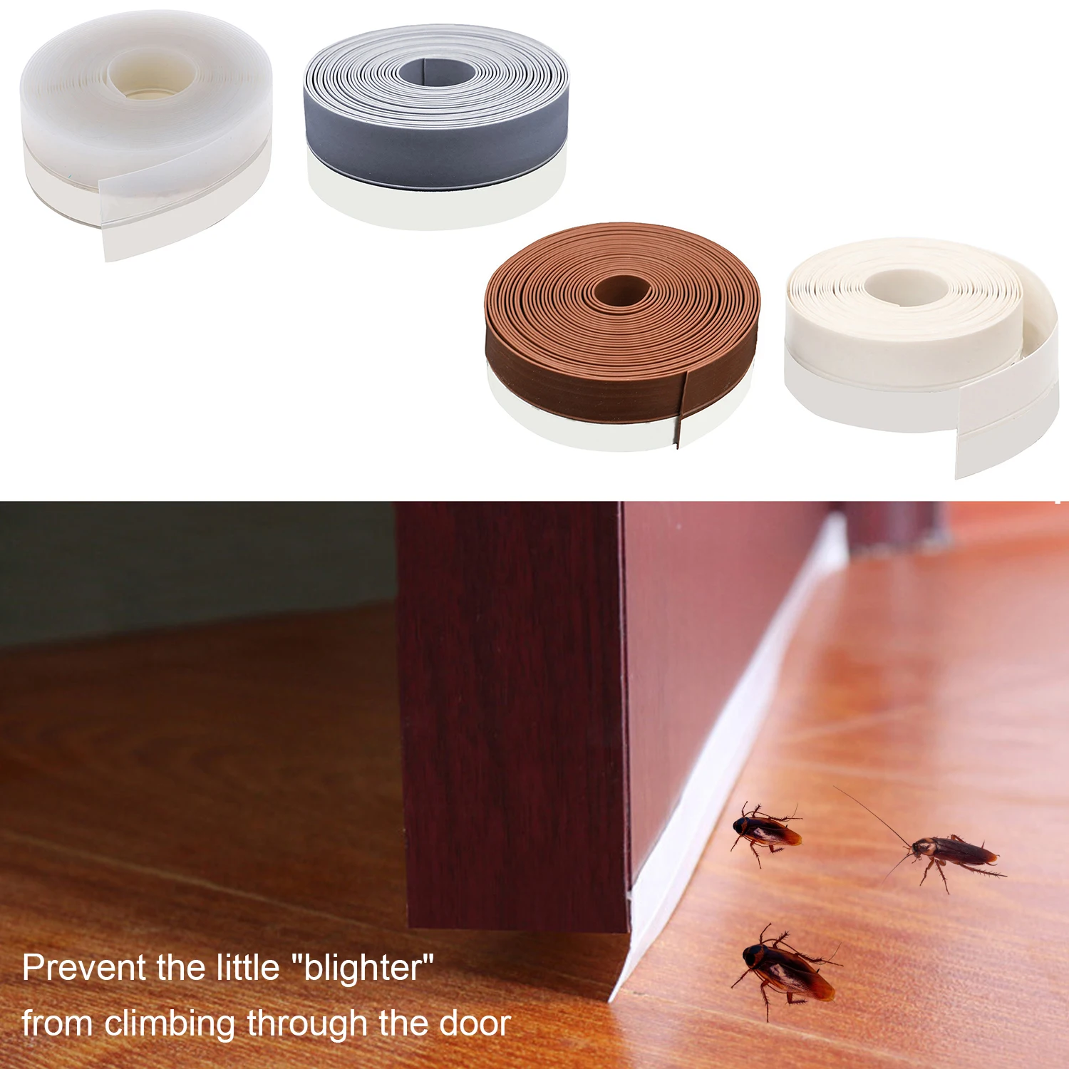 

16ft 45mm Door Draft Stopper Sweep Silicone Adhesive Seal Strip Weather Stripping for Under Door Seal Gap Interior Exterior