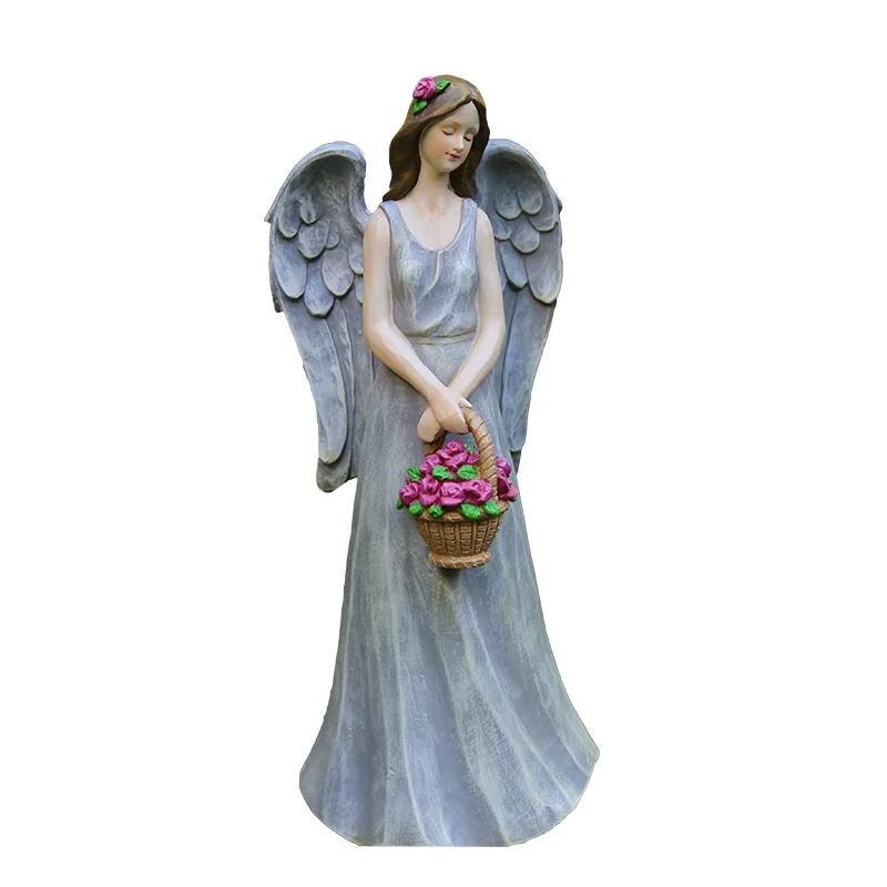 Смола Ангел кольцо волшебный цветок корзина кукольный домик для девочек американский кантри двора украшение фигурки кофе ретро настольный орнамент