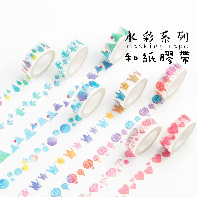 

10PCS Adhesive Tapes 15mm*7m Foiled Washi DIY Japanese Seamless Hand Shredded Paper Tape Stickers Decorative Stationery Tapes