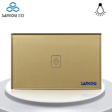 Smart Home Automation 1G1W Wall Light Remote Touch Dimmer Switch Golden Glass Panel US AU Dimmer Light Switch with Controller