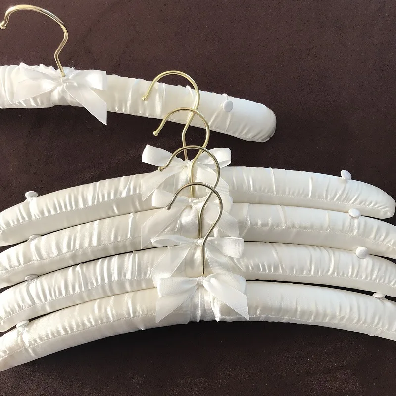 

38cm Hangers With Anti-Slip Button Padded Hangers Foam Hanger Non Slip Satin Canvas Covers for Adults Clothes Wedding Dress