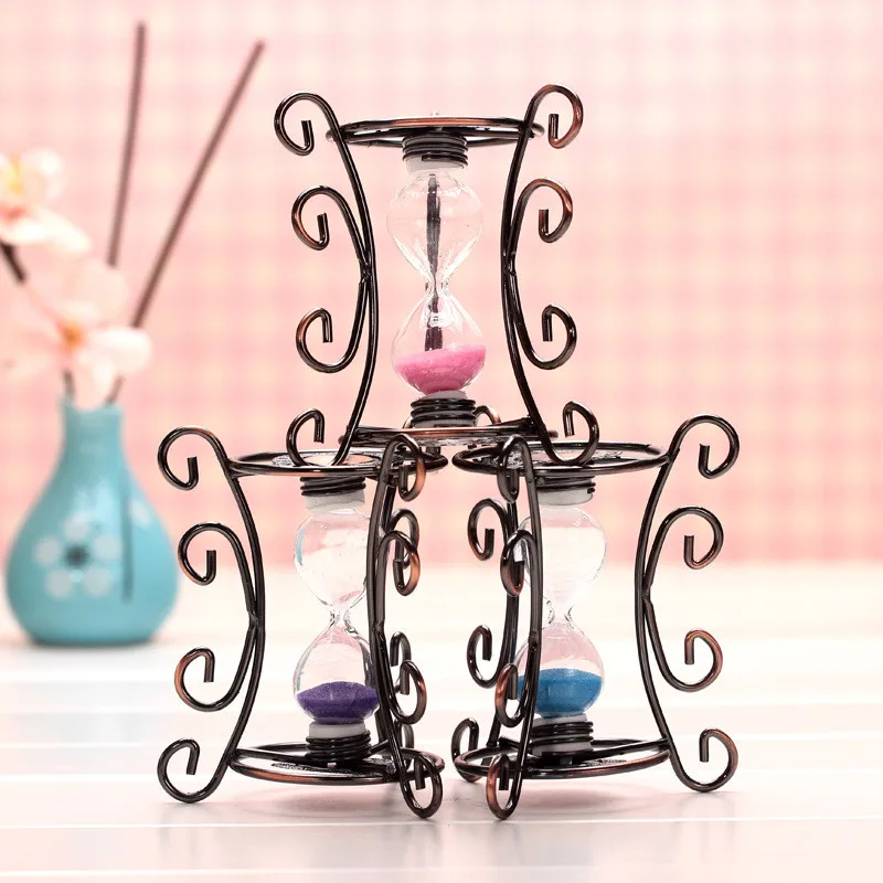 

DIY Metal Hourglass Exquisite Bronze Small Hob iron Craft Glass Miniatures Ornaments Multi-color Sand Desktop Decoration Crafts
