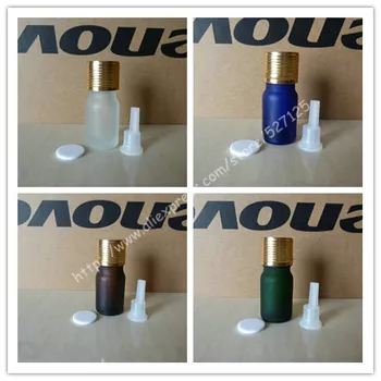 

5ml frosted clear/green/brown/blue glass bottle with shiny gold aluminum screw cap(lines),essential oil bottle.