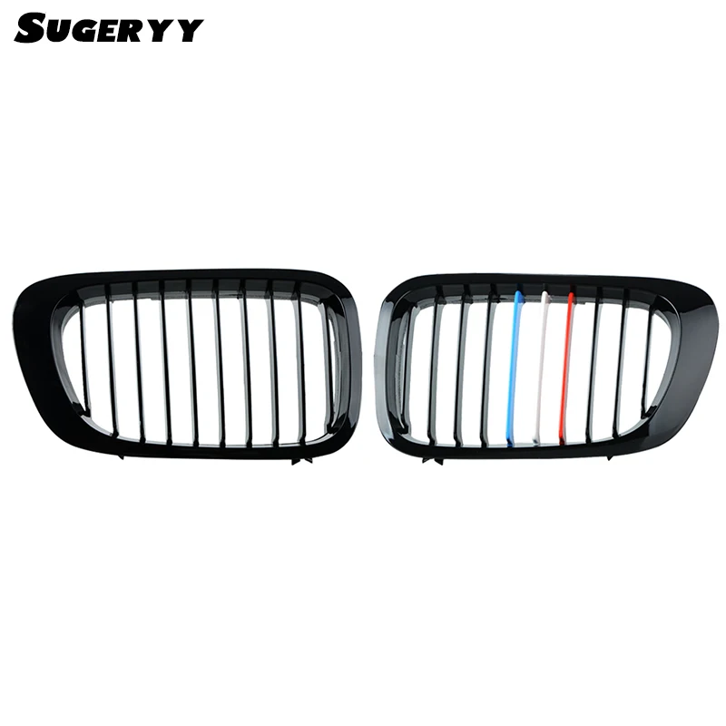 

SUGERYY 1 Pair Car Style Gloss Black Front Racing Grilles Decoration For BMW E46 3 Series 2 Door 2D 1999-2002 Car Bumper Grille