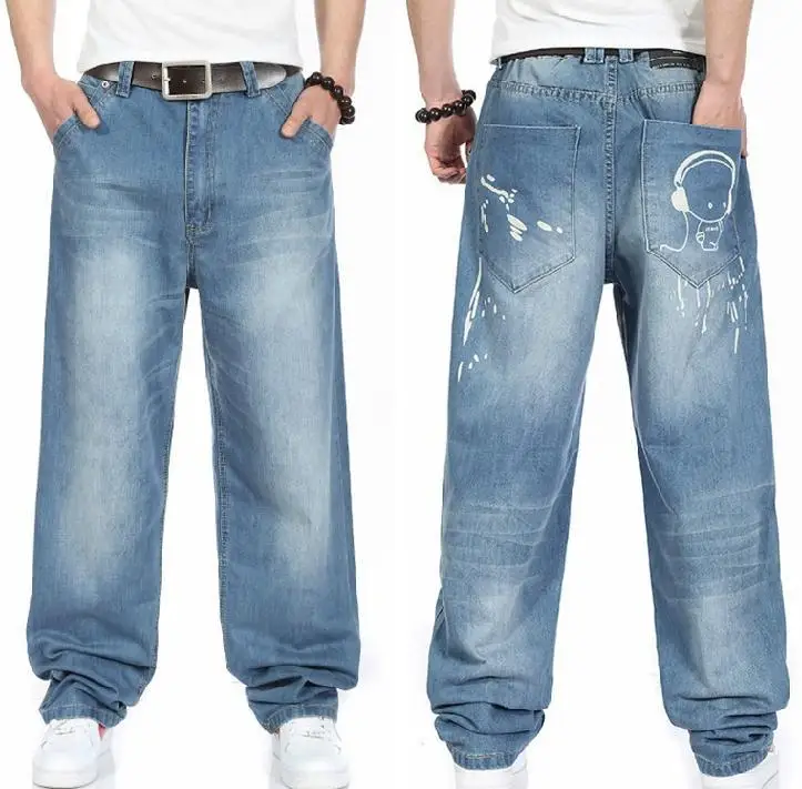 

Fashion pant Baggy style men's jeans hip hop dancers pants loose big size jeans boys skateboard jeans rap male plus size 30-46