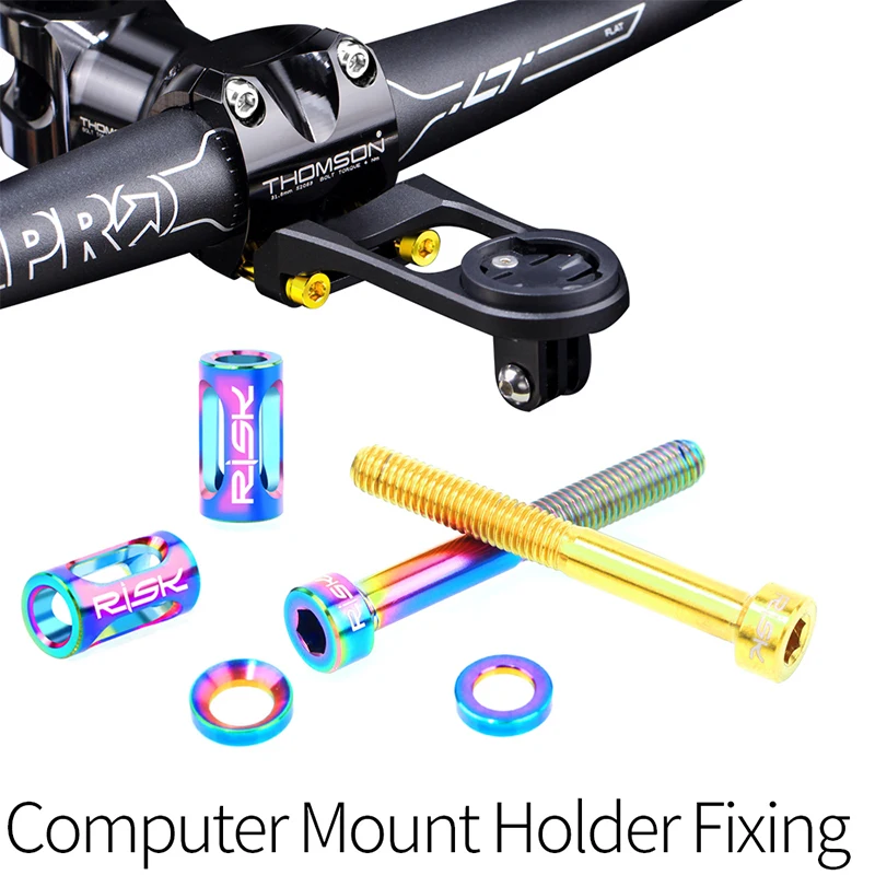 

RISK M5X40mm Titanium Alloy Bike Computer Holder Screws Extended Fixing Screw Set Bicycle Stem Extension Bracket Bolts