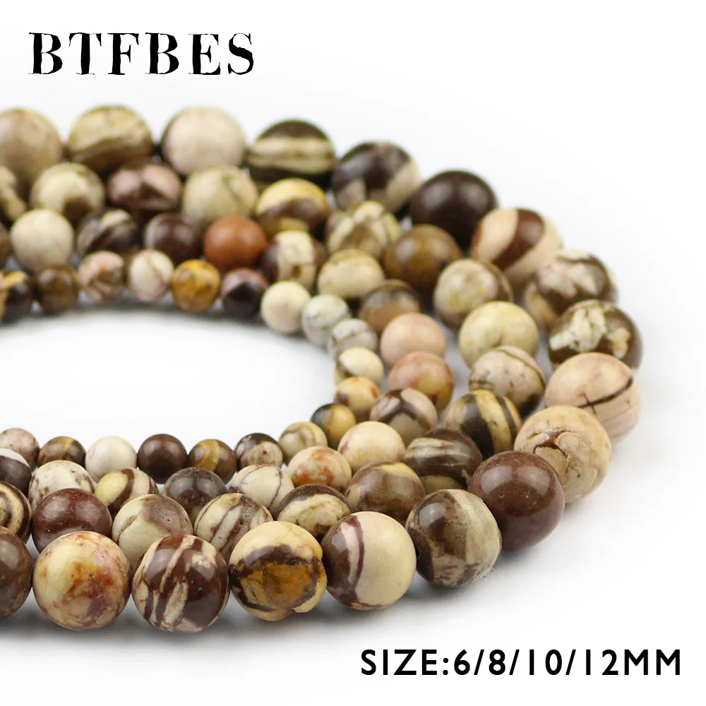 

BTFBES Australia Natural Zebra Stone Beads Hight Quality Round Ore 6/8/10/12MM Beads for Jewelry bracelet Accessories DIY Ball