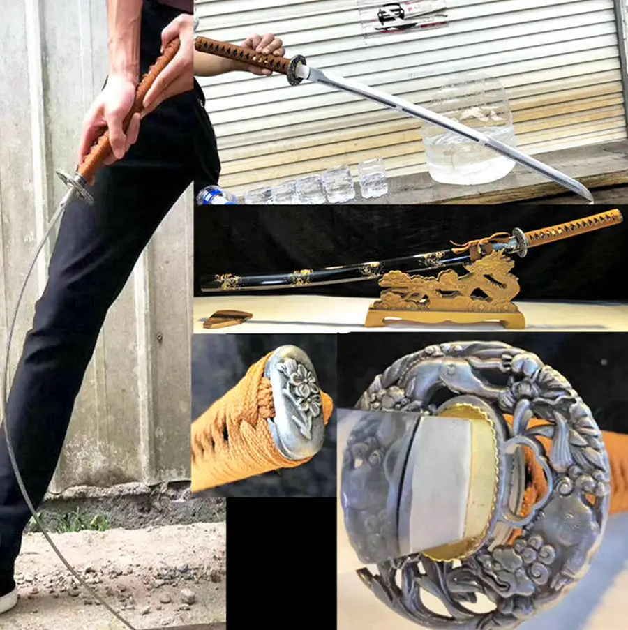 Высокопрочный пружинный стальной ручной работы ЯПОНСКИЙ самурайский меч катана