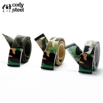 

Cody Steel Hot Male Fashion Belt Boy Army Camouflage Waist Belt Smooth Buckle Strap Drop Belt Canvas Men