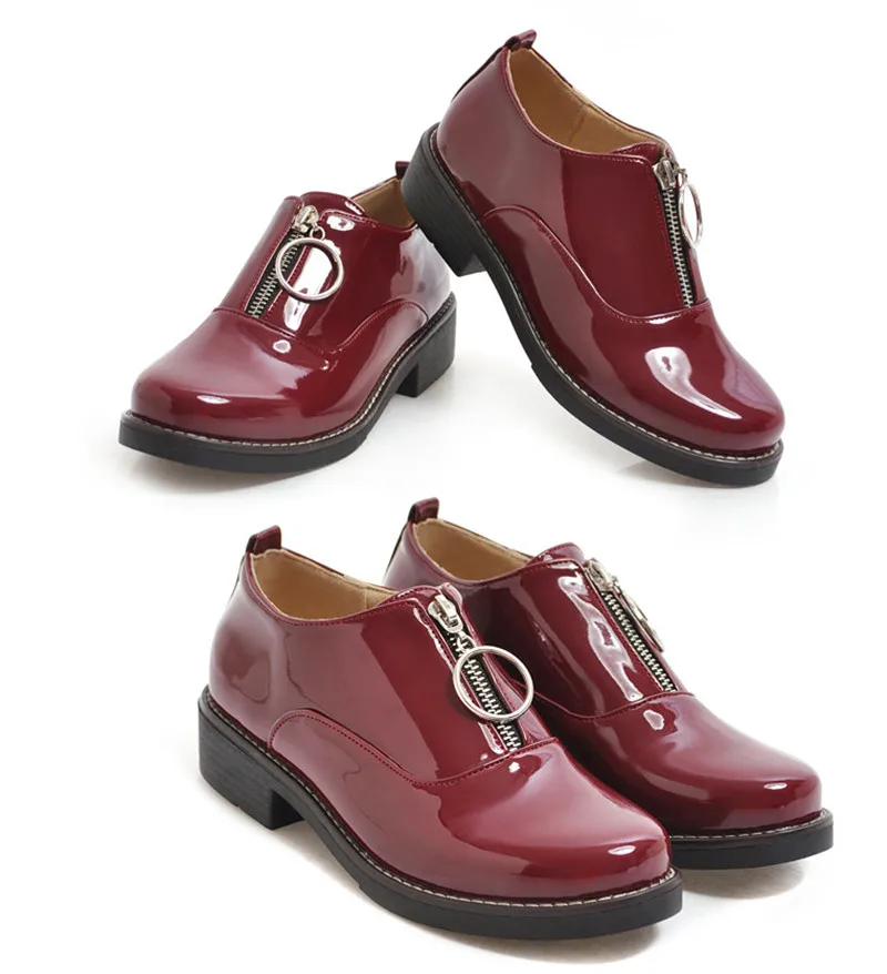 Fashion Slip-on Women Oxford Shoes Ladies Casual Low Heeled Loafers Vintage England Style Oxford Shoes For Women Plus Size 34-43 (1)
