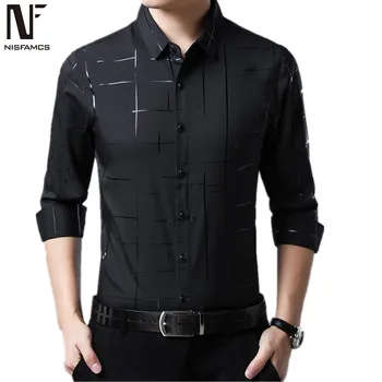 

Elegant Dinner Shirt Men Business Working Clothing Top Harajuku Novelty Blouse Vintage Long Sleeve Mens Shirts 2020 Dropshipping