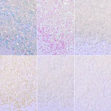 6 шт./компл. DIY белый голографический лак для ногтей блестит смесь лазерной Аврора Блестки для ногтей порошок пыли украшения искусства ногтя