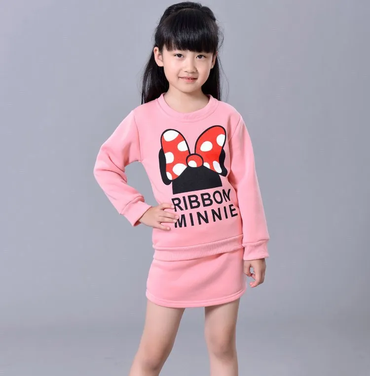 

2015 Spring&Autumn new cotton girls sweater suit Long sleeve + skirt two-piece children's clothing set girls clothes 2-7 years