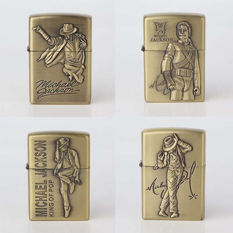 

JACKSON Autograph Commemorative Edition Cigarette Lighter Bronze Carving Metal Kerosene Oil Lighters Without Fuel