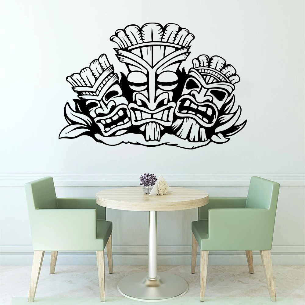 Hawaiian Tiki Bar Window Wall Sticker Aloha Hawaii Tiki Bar Totem Beach Wall Decal Vinyl Home Decor (1)