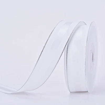 1-1/" дюйма(38 мм) двойной слой Grosgrain Silver Side с атласной лентой для упаковки подарка