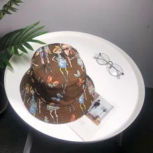 Мультяшная шляпа-ведро с вышивкой для мужчин, уличные хип-хоп кепки, унисекс, Панама Боб, летние плоские шляпы в рыбацком стиле для женщин, женская шапка, Ete