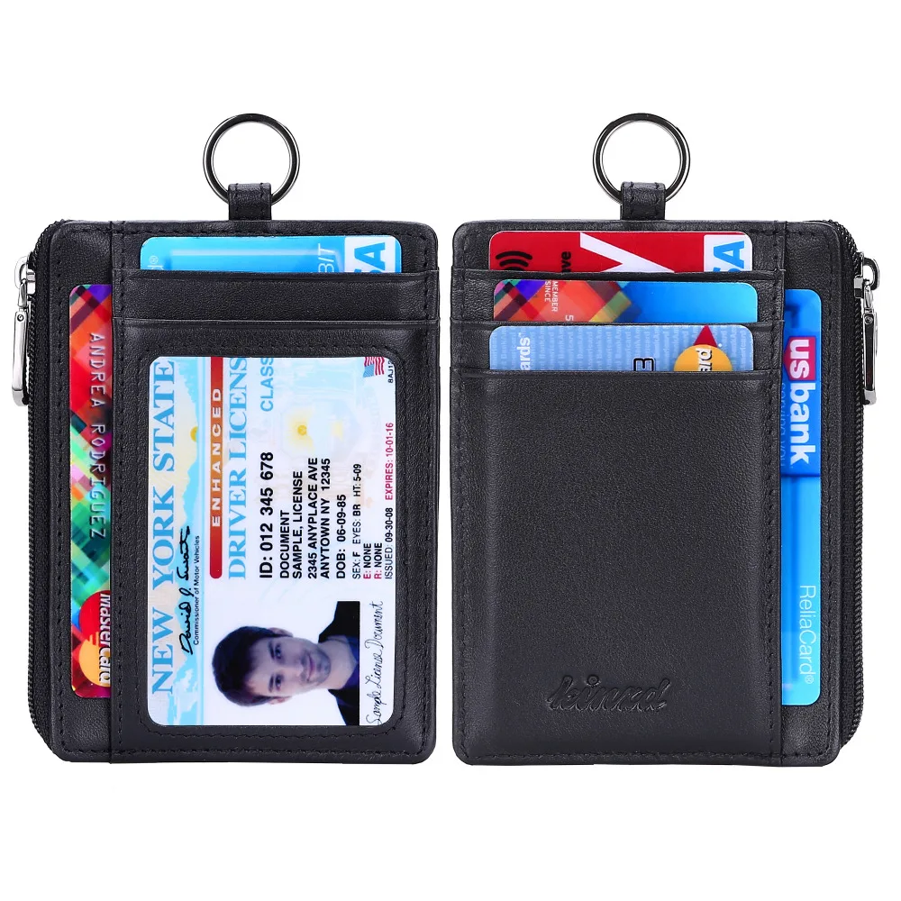 Тонкий кошелек RFID передний карман с брелок минималистский Secure тонкий держатель