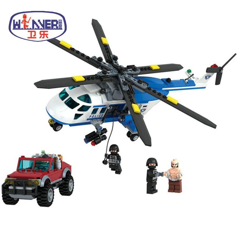 

New City Police Swat Cop Helicopter Building Blocks DIY Compatible Legoes Educational Bricks Toys for Children Christmas Gift
