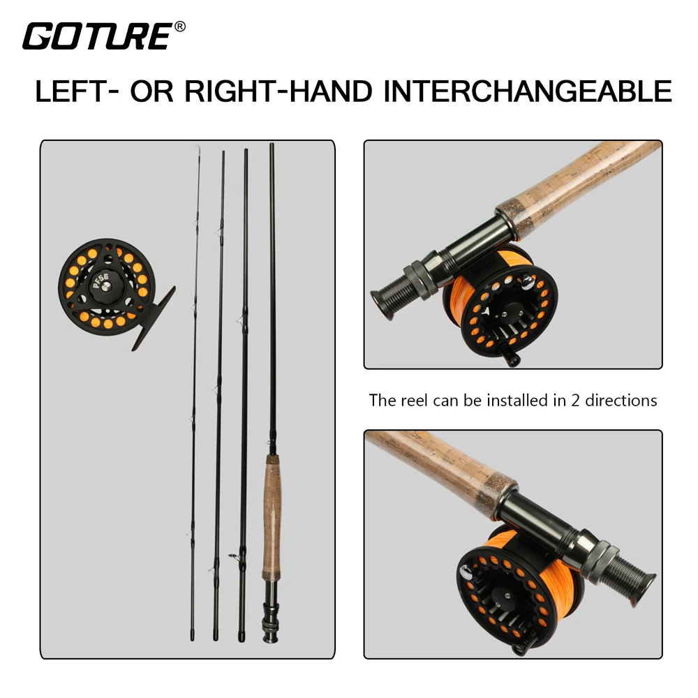 Goture 5/6 Fly Fishing Rod Set 2.7m Carbon Fly Fishing Rod Reel with