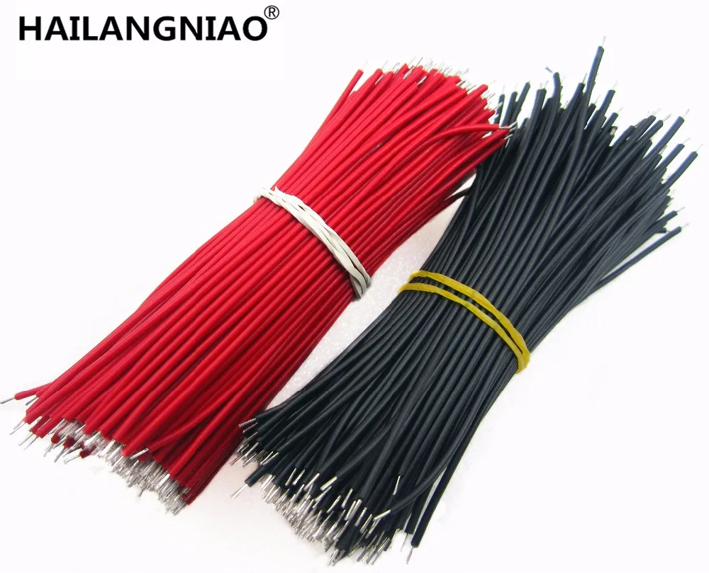50pcs 10cm Breadboard Jumper Cable Wires Tinned Black Red
