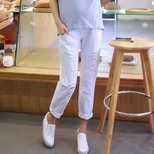 2017 Nouvelle Robe De Maternité De Maternité Jeans Pantalon Mode Pause Trou De Maternité Jeans De Maternité Neuvième Pantalon Vente