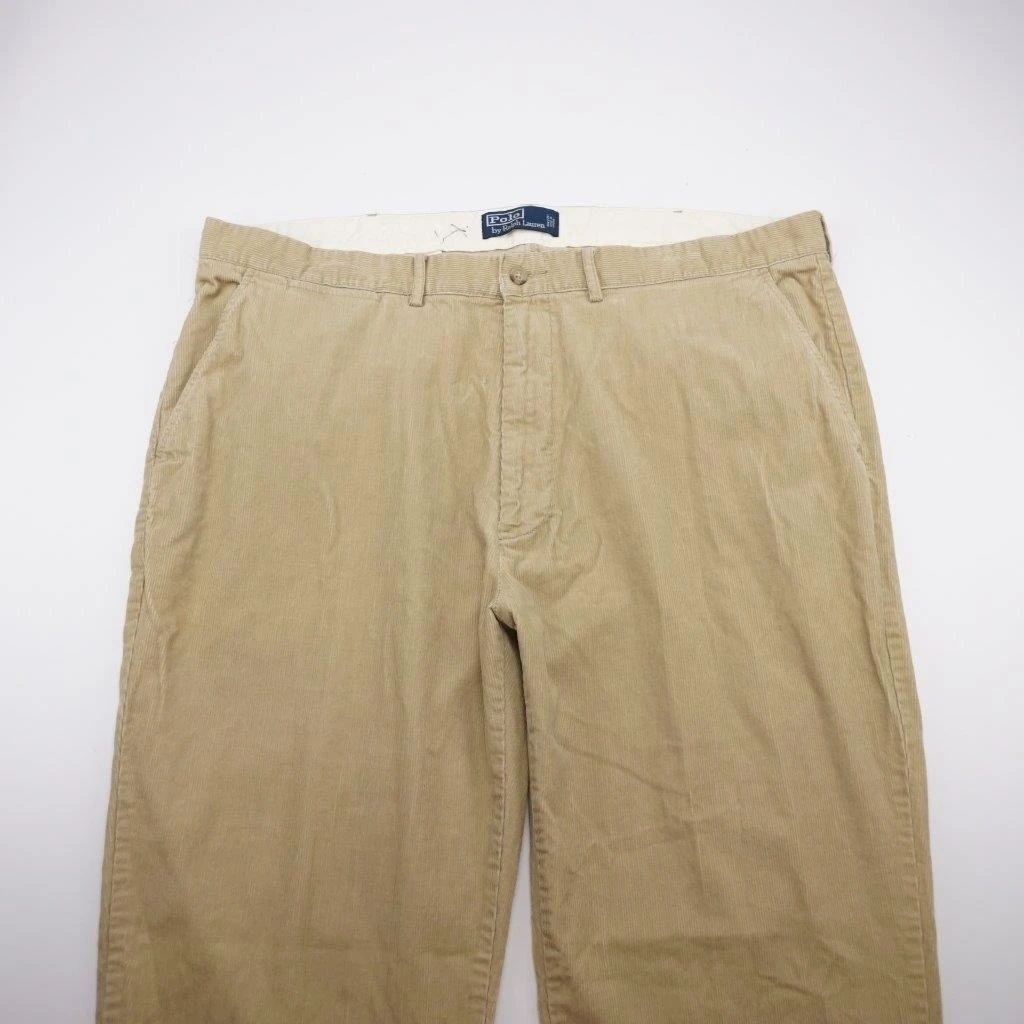POLO RALPH LAUREN Flat Front Casual Pants Tan Corduroy Mens 42x32
