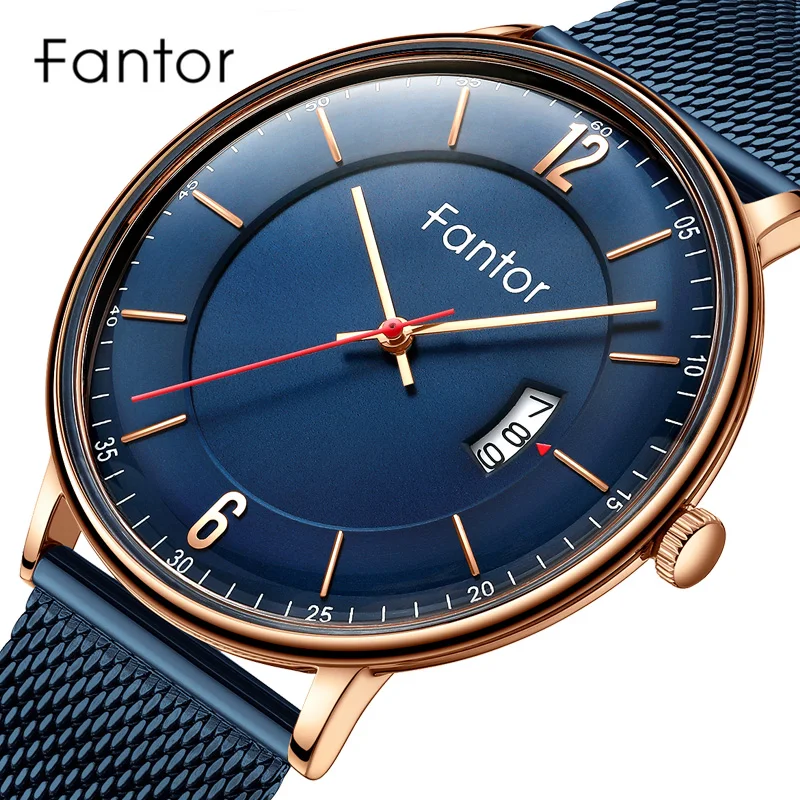 

Fantor Gold Mesh Watch for Men Top Brand Luxury Quartz Wristwatch Mens Classic Casual Date Waterproof Watches relogio masculino