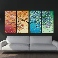 Красочные листья деревья 4 шт. HD печать спрей живопись прямоугольник стены Искусство модульные картины для домашнего декора Холст Живопись