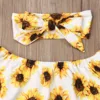 Ropa de verano para bebé, Tops con hombros descubiertos para niña pequeña, camisa de girasoles, Vaqueros rasgados, conjunto de 3 uds. De trajes, 6M-4T, 2022 ► Foto 2/5