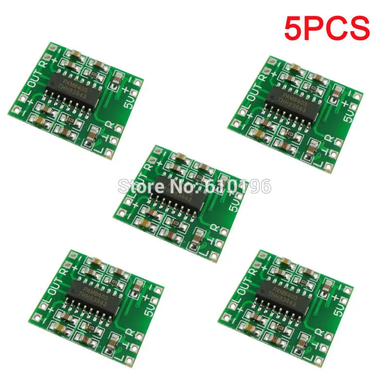 

5PCS PAM8403 Super Mini Digital Amplifier Board 2 * 3W Class D Digital 2.5V To 5V Power Amplifier Board Efficient