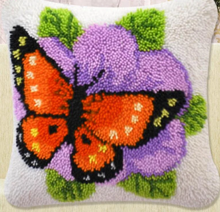 Fai da te fazzoletto tappeto a maglia cuscino incompiuta ricamo tappeto butterfly gratuita Fermo kit Hook cuscino Ella Stretta