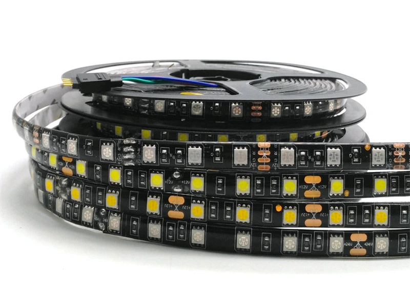 Светодиодная лента 5050 RGB черная печатная плата 12 В постоянного тока гибкая