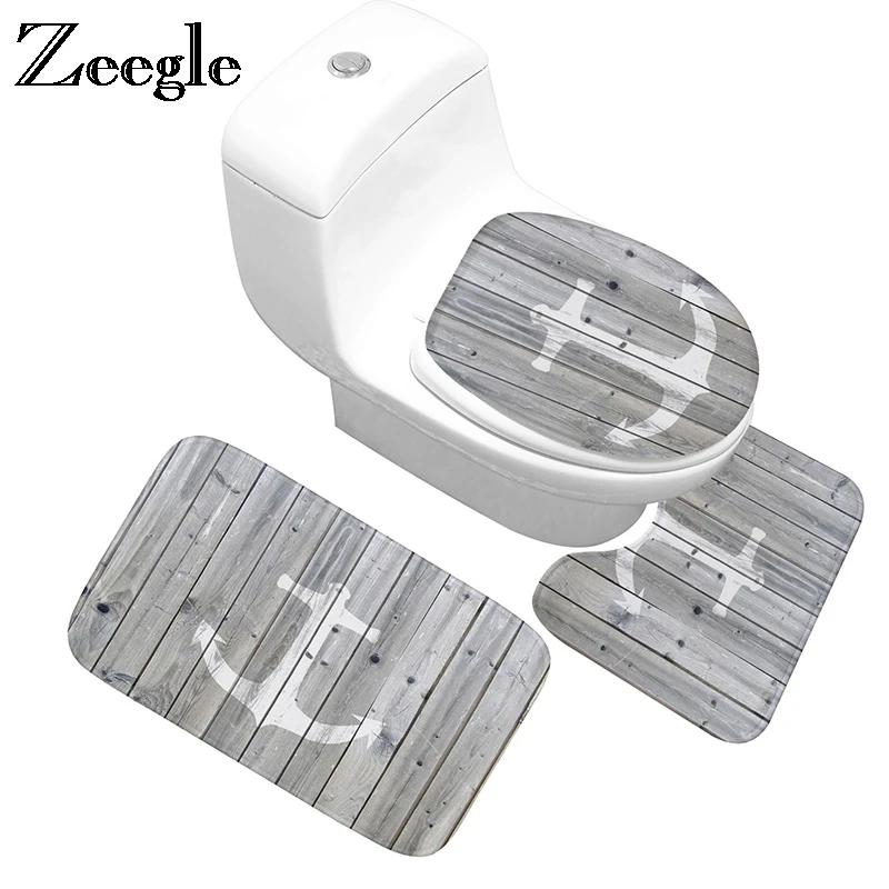 

Zeegle Bathroom Mat 3Pcs Carpet Bathroom Bath Mat Absorbent Bath Rugs Bathroom Floor Mats Non-slip Mat For Toilet Shower Carpet
