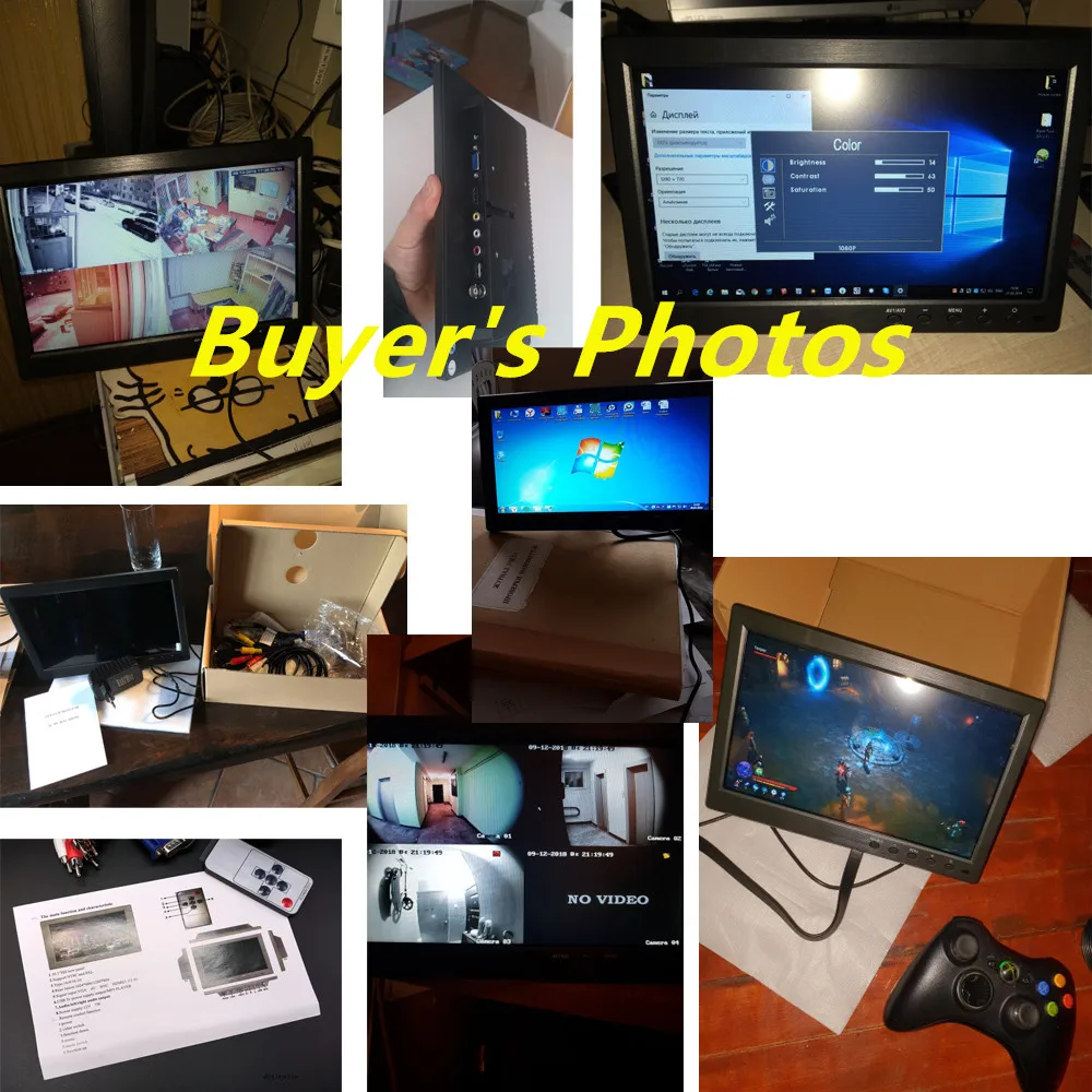 LCD HD PC 모니터, 미니 TV 컴퓨터 디스플레이, 2 채널 비디오 입력, 휴대용 보안 모니터, 스피커 HDMI VGA, 10.1 인치
