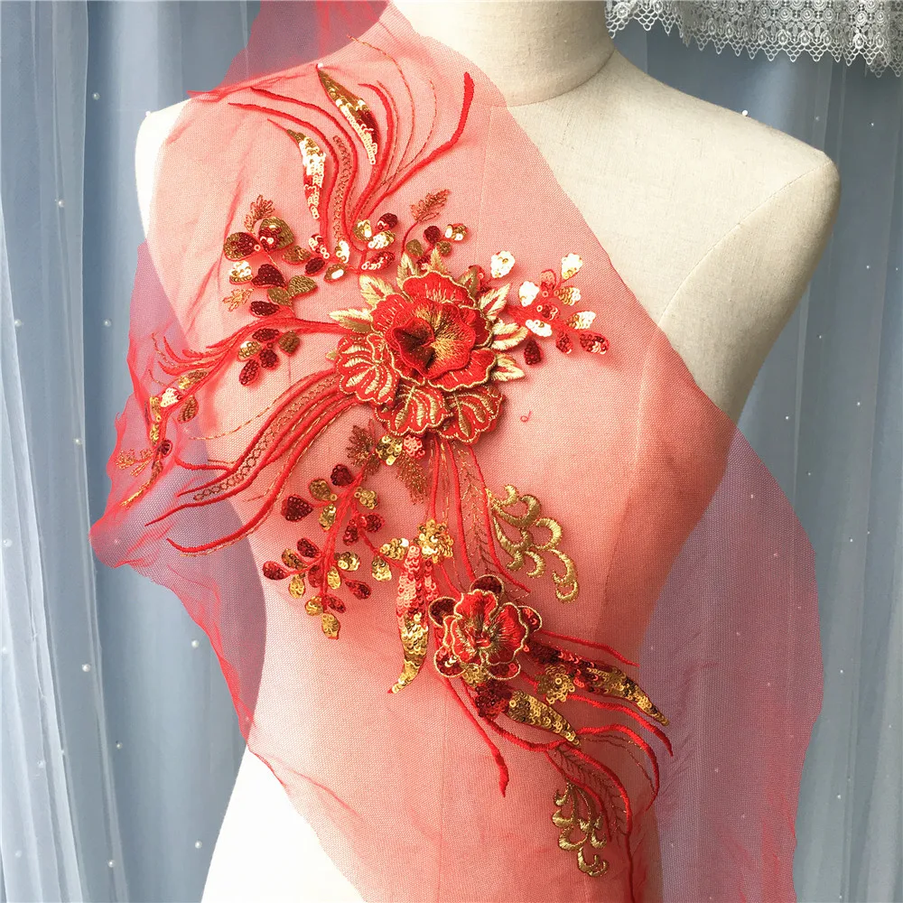 

big goldred mesh apliques de roupa sequins patches apliques de roupa applique sew on patches for clothes bordados para costura