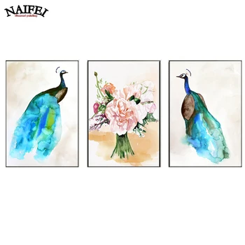 

3 pcs/set,Peacock Art,diy diamond Painting,5d Diamond Embroidery Flower Floral,3D,Diamond Mosaic,Decoration,Christmas,gift