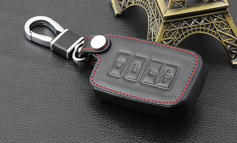 Умный чехол для ключей из натуральной кожи, брелок 4 кнопки для Toyota RAV4 Avalon Camry Corolla Highlander, чехол для ключей автомобиля