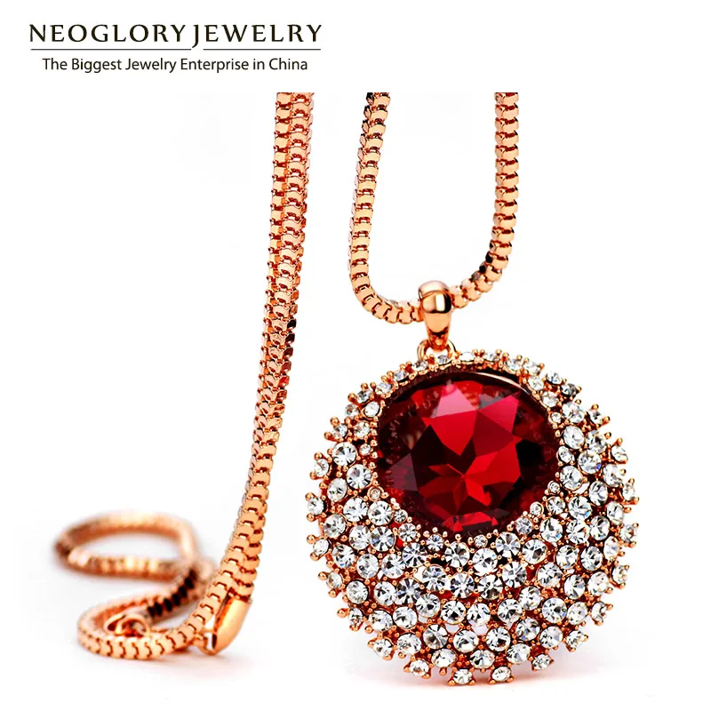 Neoglory Rhinestone Rose Gold Color Fashion Chain Long Pendant Necklaces For Women Crystal Jewelry 2018 New LN1 Neoglory Rhinestone Rose Gold Color Fashion Chain Long Pendant Necklaces For Women Crystal Jewelry 2018 New LN1