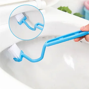 

S Shape Toilet Cleaning Brush Plastic Toilet Brush Scrubber Curved Clean Side Bending Handle Corner Brush Drop shipping