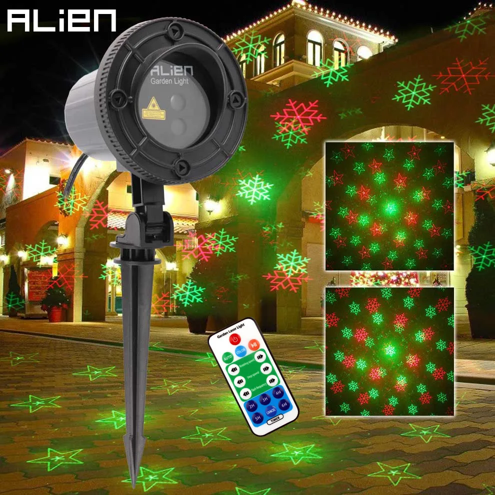 

ALIEN RG 2 IN 1 Snowflake Five-pointed Star Outdoor Laser Show Lights Xmas Tree Christams Garden Party Waterproof Remote Light